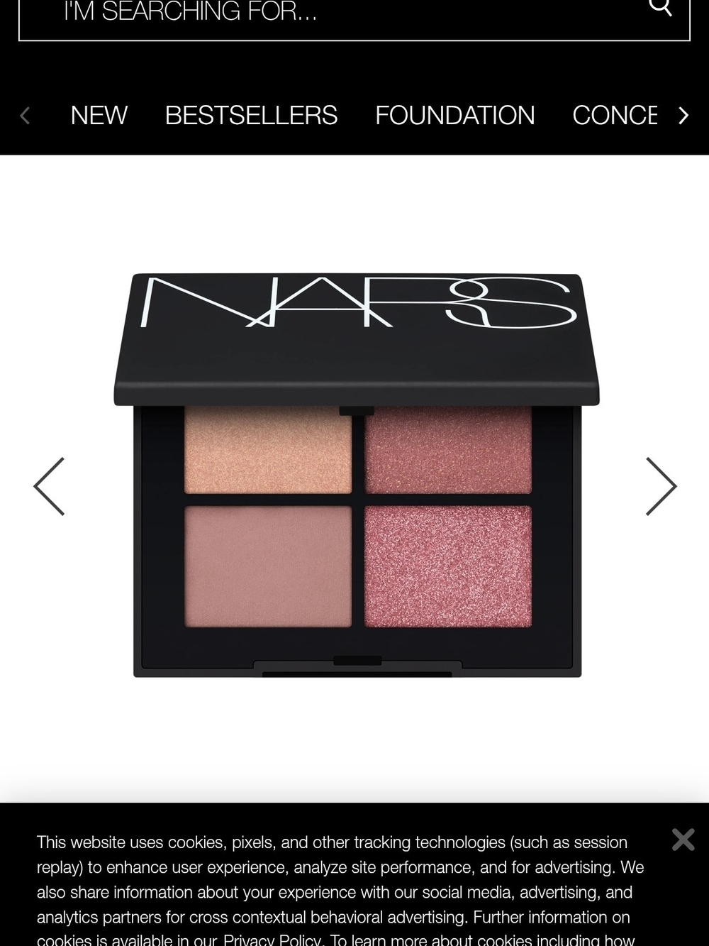 NARS Eyeshadow Quartet - Peach, Rose, Champagne, Mauve